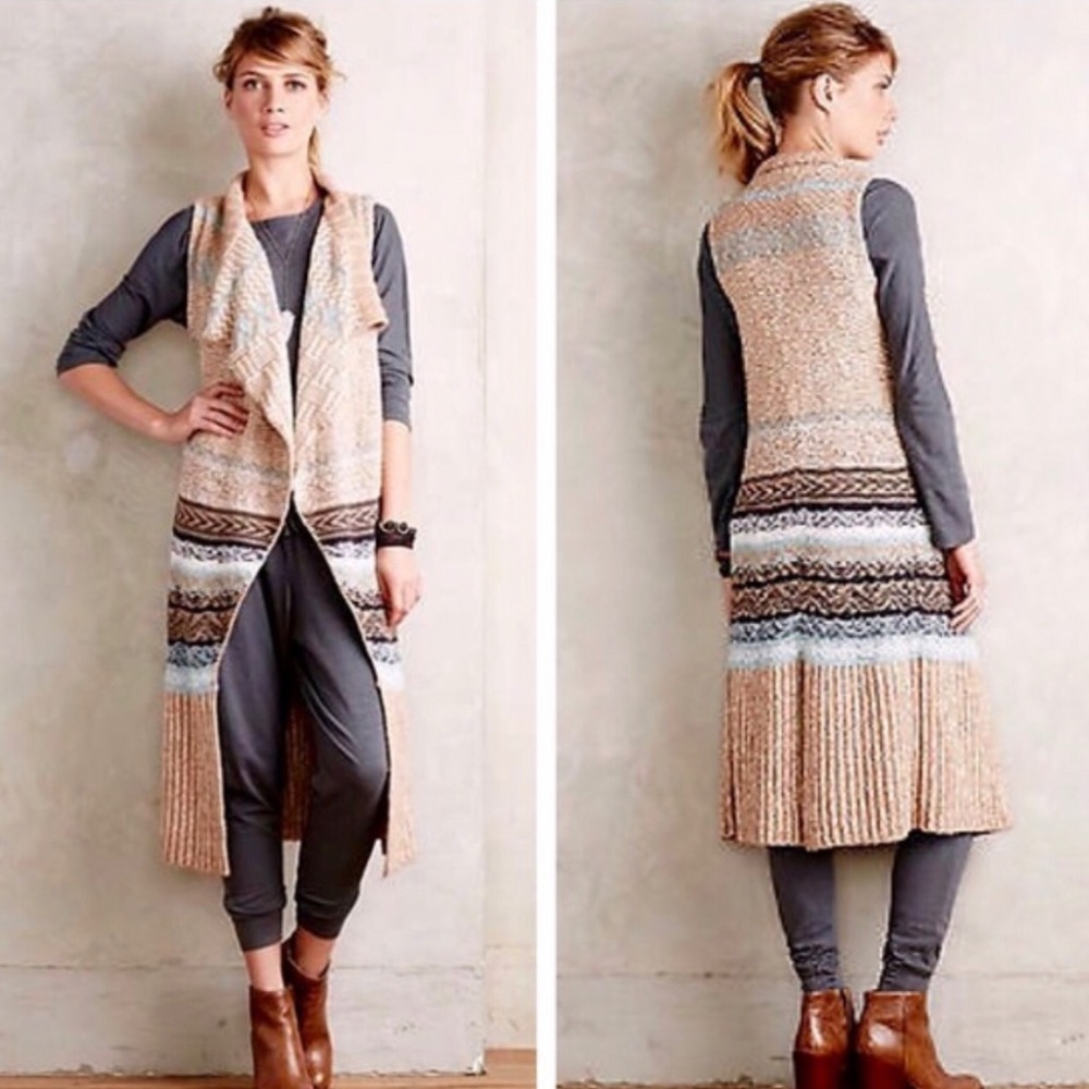 ANTHROPOLOGIE excellent jacquard-knit vest! - Picture 2 of 6